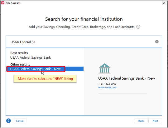 usaa bank direct connect quicken ol error customers open access yellow box